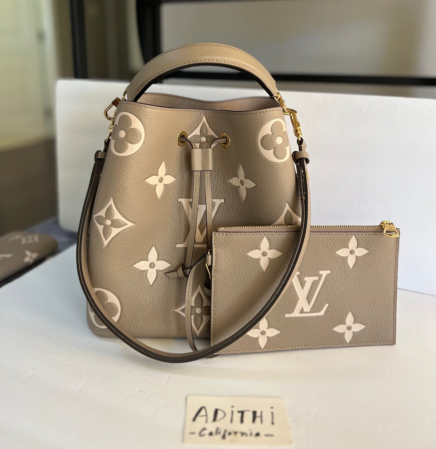 Neonoe MM + Sarah Wallet Bicolor Dove Cream