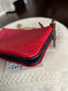 Pochette Double Zip Empreinte Marine Rouge