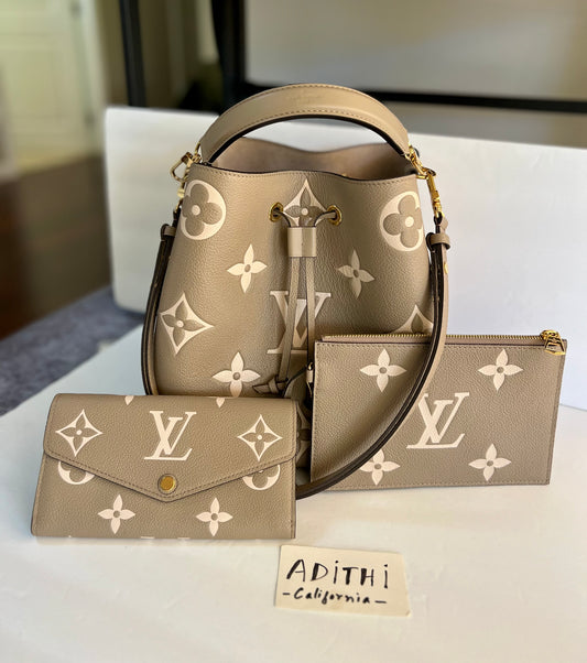 Neonoe MM + Sarah Wallet Bicolor Dove Cream